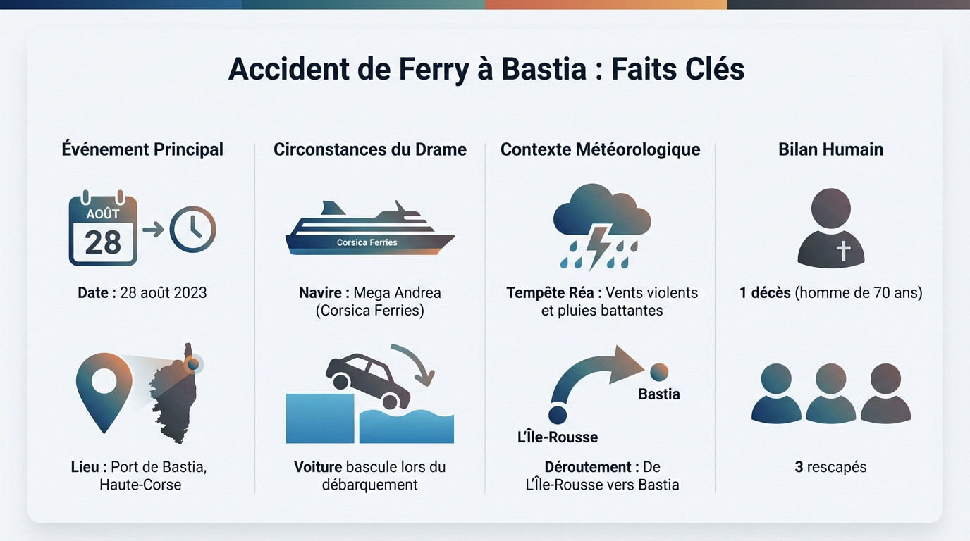 Véhicule tombé à l'eau lors du débarquement du ferry Mega Andrea à Bastia