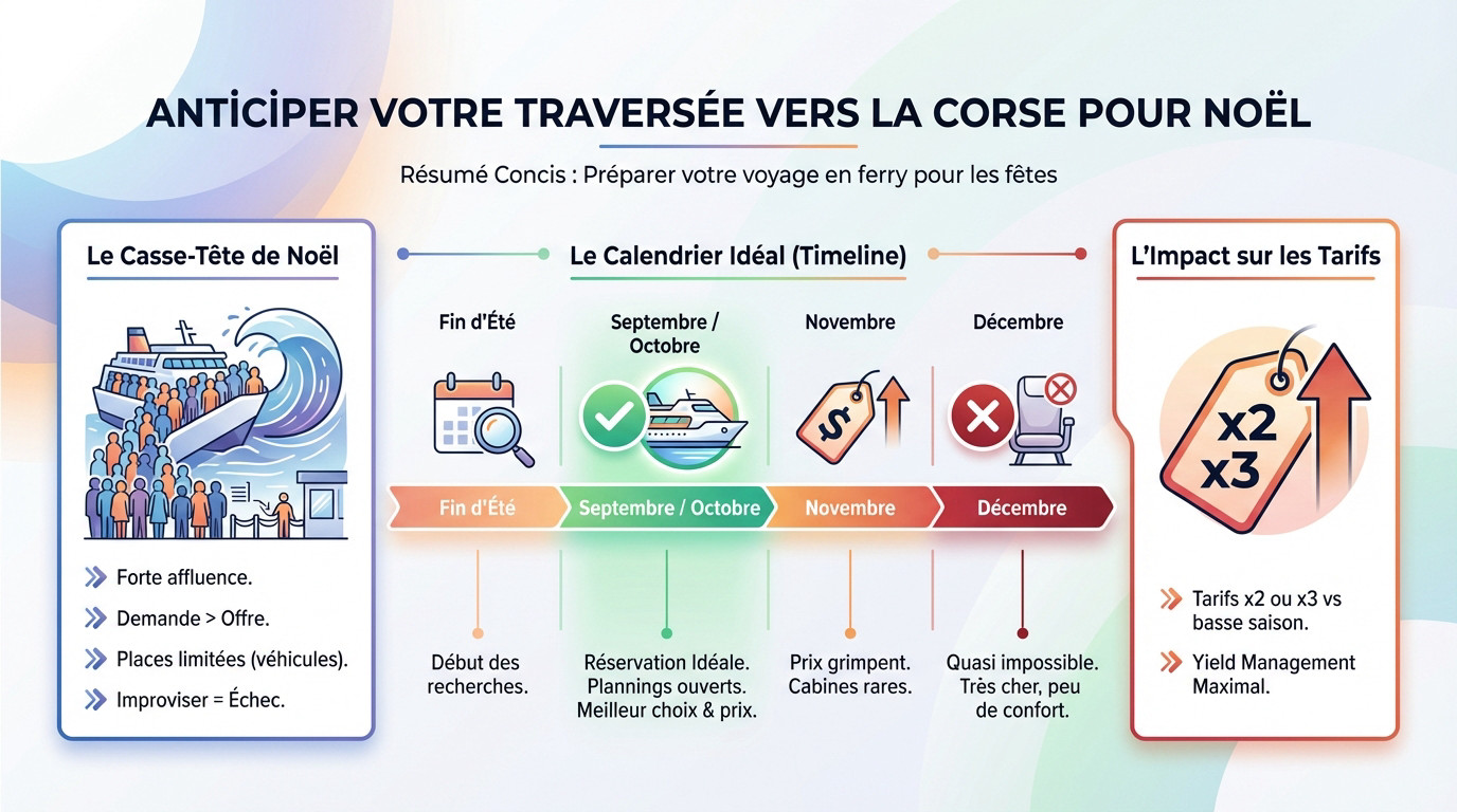 Traversée en ferry vers la Corse pendant la période de Noël : anticipation nécessaire