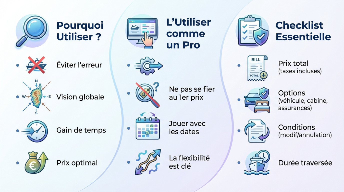 Analyse des offres de traversées vers la Corse sur un comparateur de prix en ligne