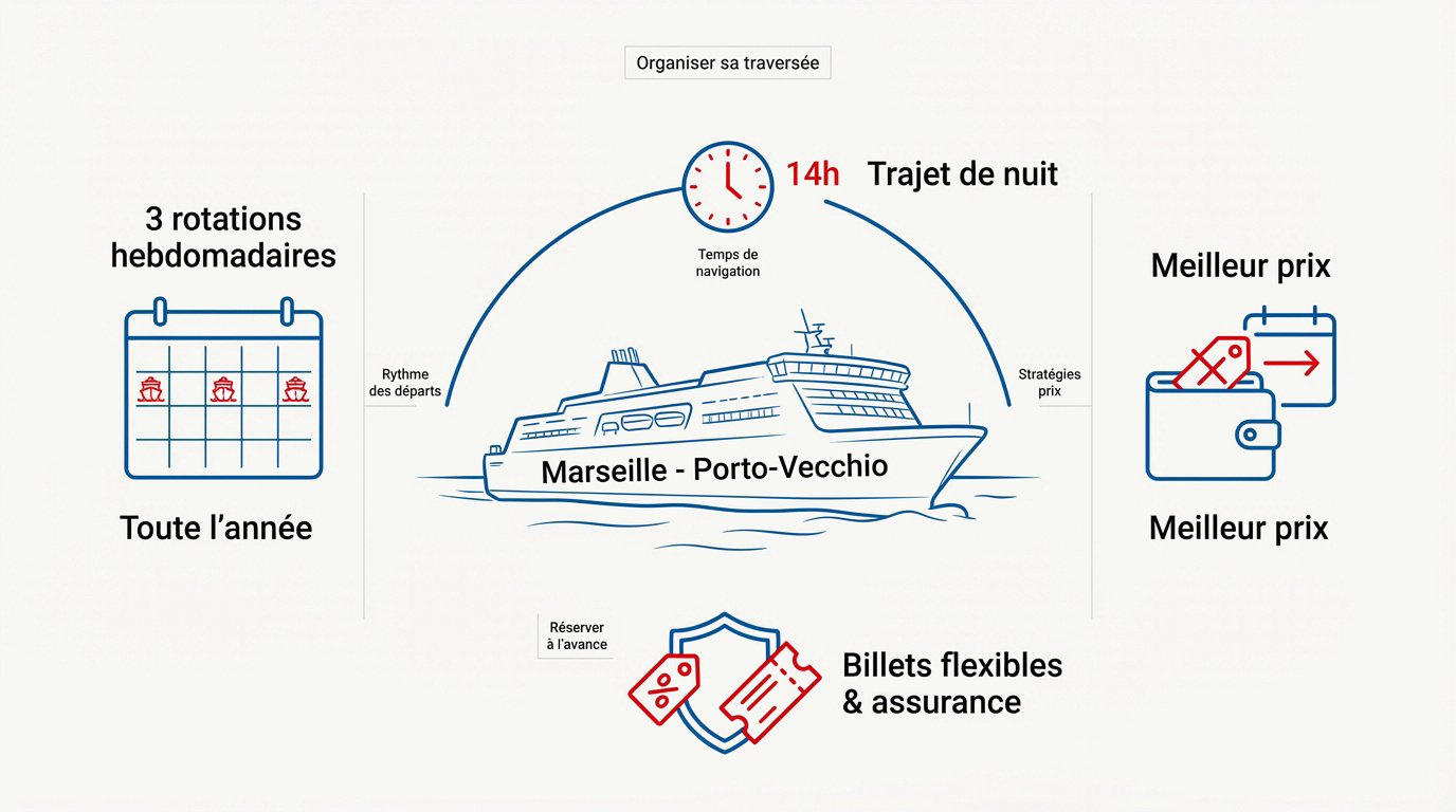 Ferry de La Méridionale à quai pour la traversée vers Porto-Vecchio