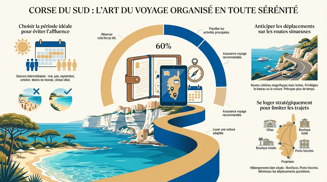Vue panoramique d'une route sinueuse en Corse du Sud bordant la mer Méditerranée