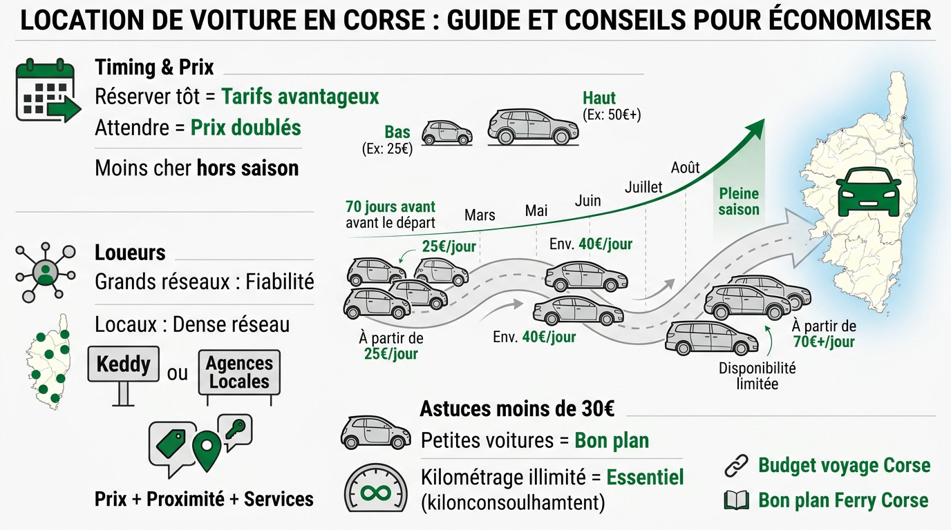 Conseils pour économiser sur une location de voiture en Corse