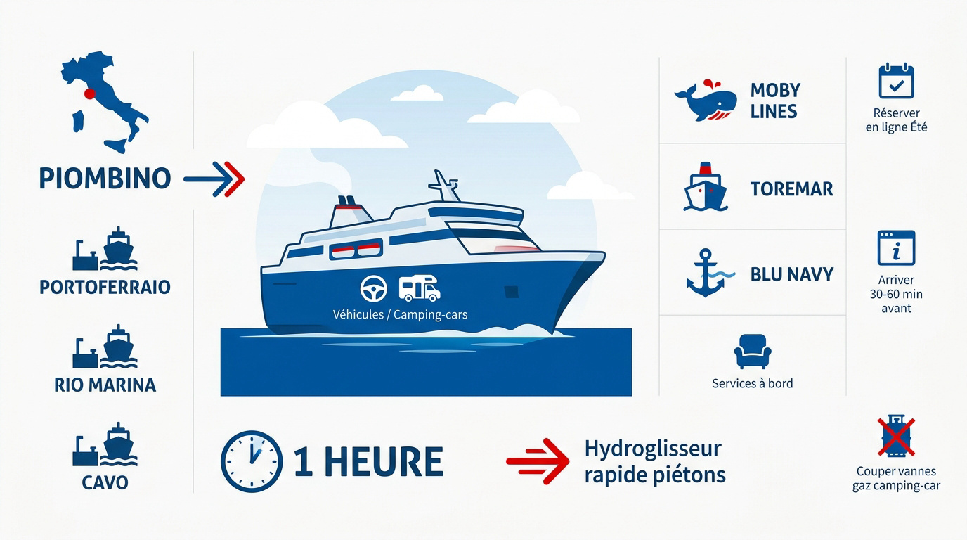 Embarquement ferry Piombino vers l'île d'Elbe