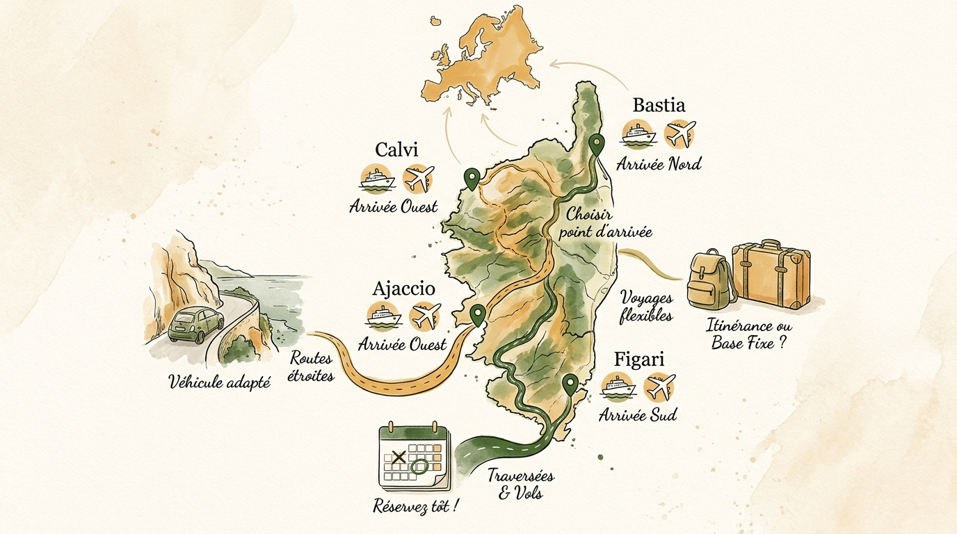 Planifier la logistique d'un voyage de 7 jours en Corse