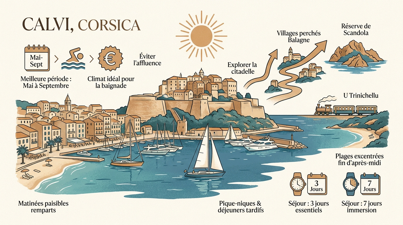 Vue panoramique sur la citadelle médiévale de Calvi et son port de plaisance en Corse