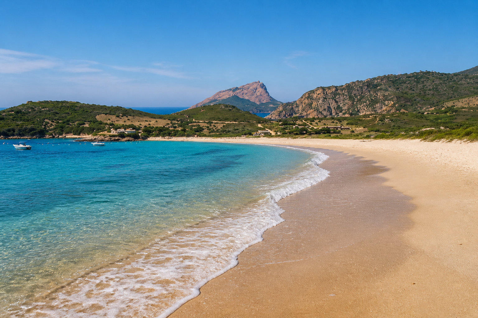 Arone, le sable fin face au Capo Rosso