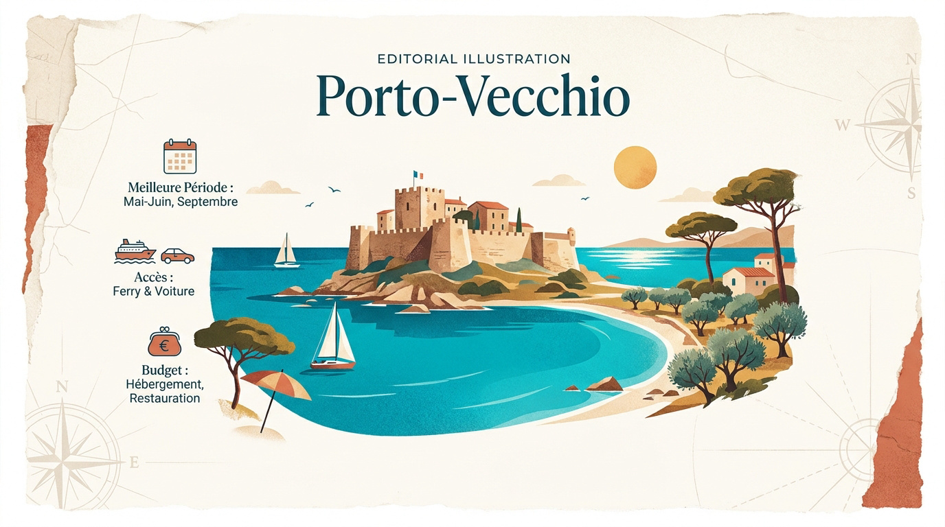 Vue panoramique sur la vieille ville de Porto-Vecchio et ses remparts historiques
