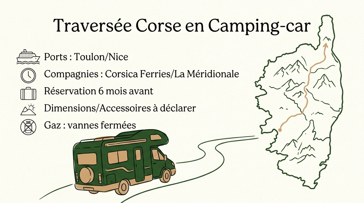 Camping-car embarquant sur un ferry pour la Corse